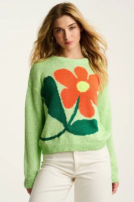 Bel Fiore Italian Cotton Floral Sweater