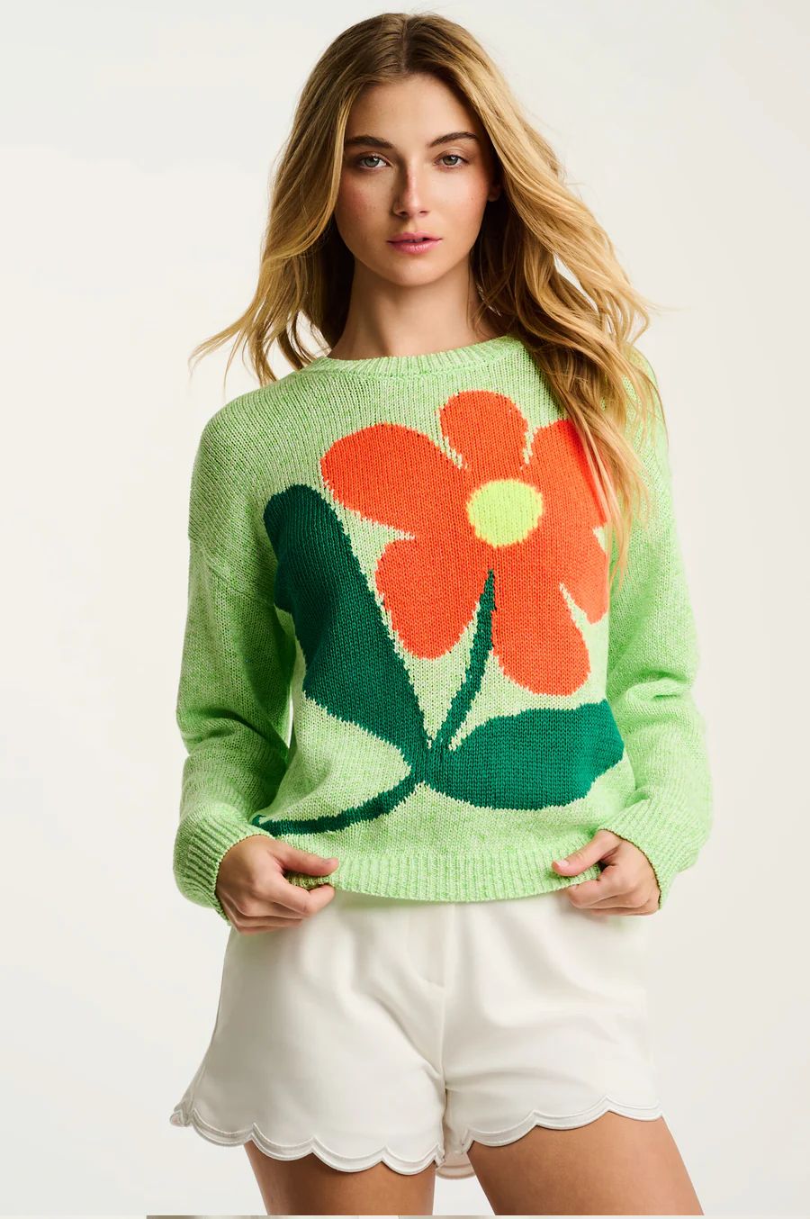 Bel Fiore Italian Cotton Floral Sweater