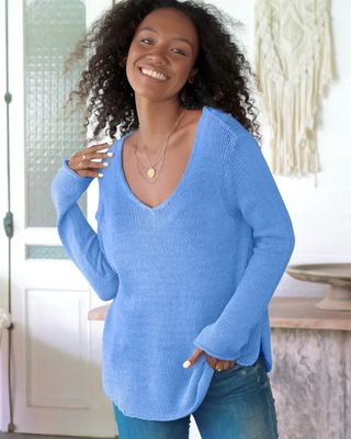 Breathable Cotton Blend Side-Slit Tunic