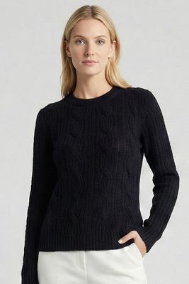 Helena Black Cable Knit Cashmere Sweater