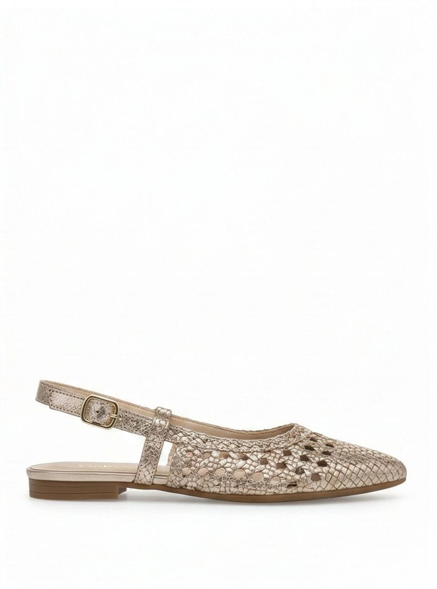 Metallic Woven Leather Slingback