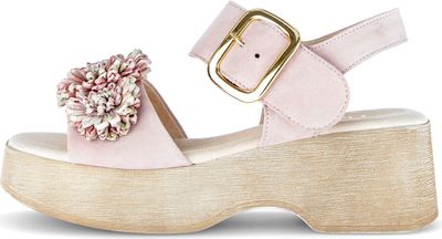 Leather Flatform Sandals with Floral Appliqué