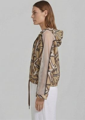 Sheer Geometric Print Bomber Jacket