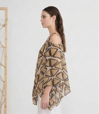 Geometric Print Draped Top