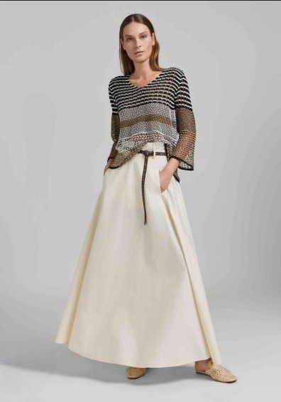 Lightweight Open Knit Striped V-Neck Sweater