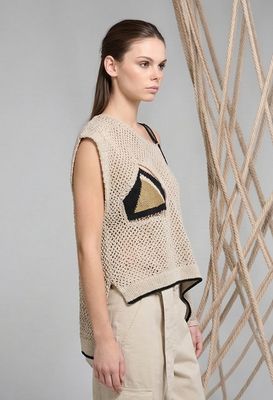 Asymmetrical Open-Knit Cold Shoulder Sweater