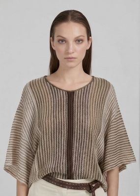 Earth Tone Striped Open-Knit Sweater