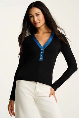 Pima Rib V-Neck Henley