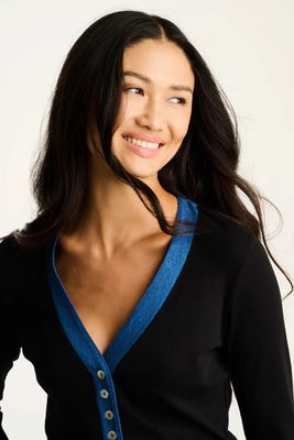 Pima Rib V-Neck Henley