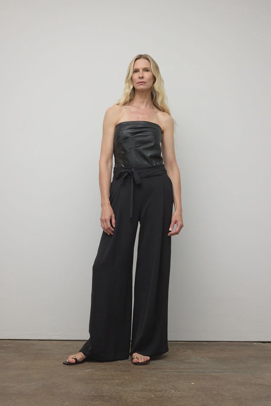Wide Leg Pant With Ribbon Belt
