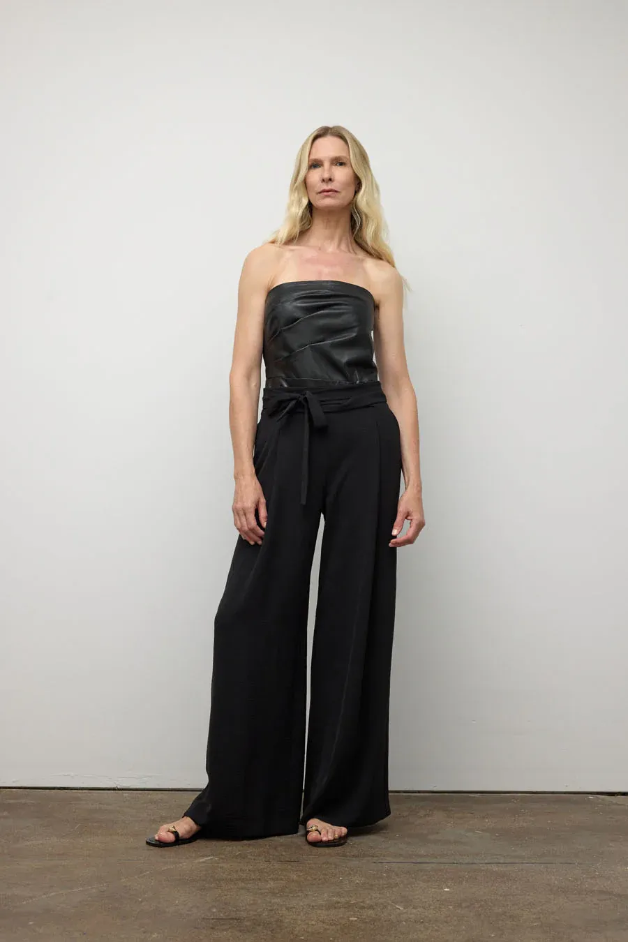 Wide Leg Pant With Ribbon Belt