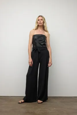 Wide Leg Pant With Ribbon Belt