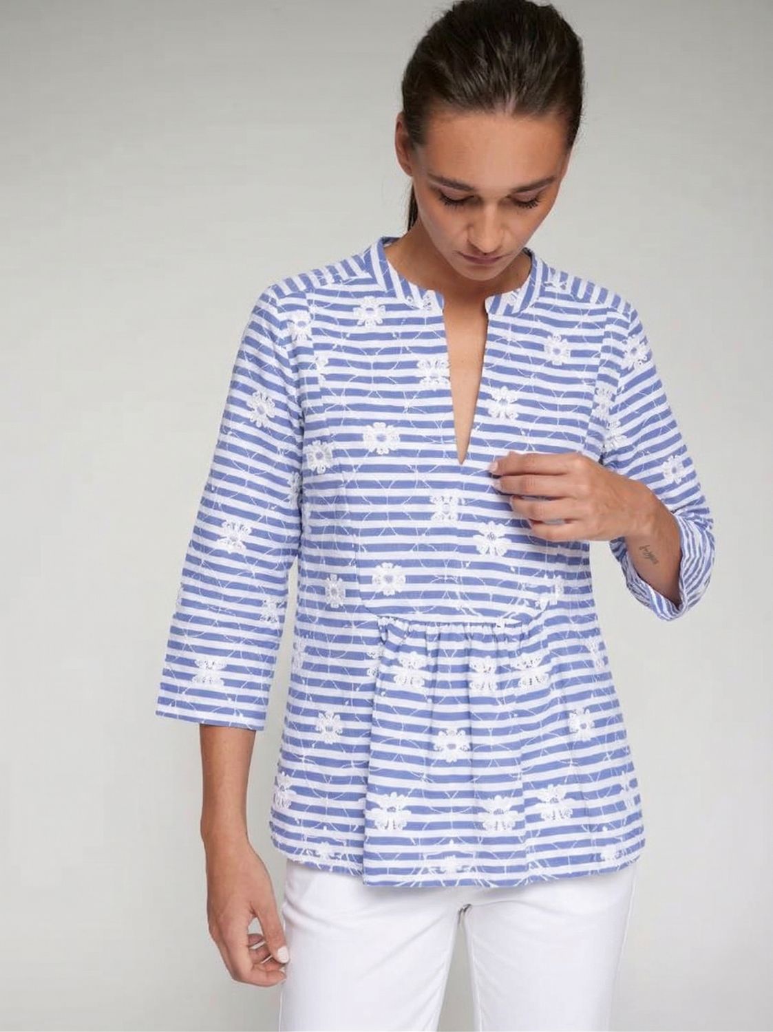 Striped Shirt With Floral Embroidery