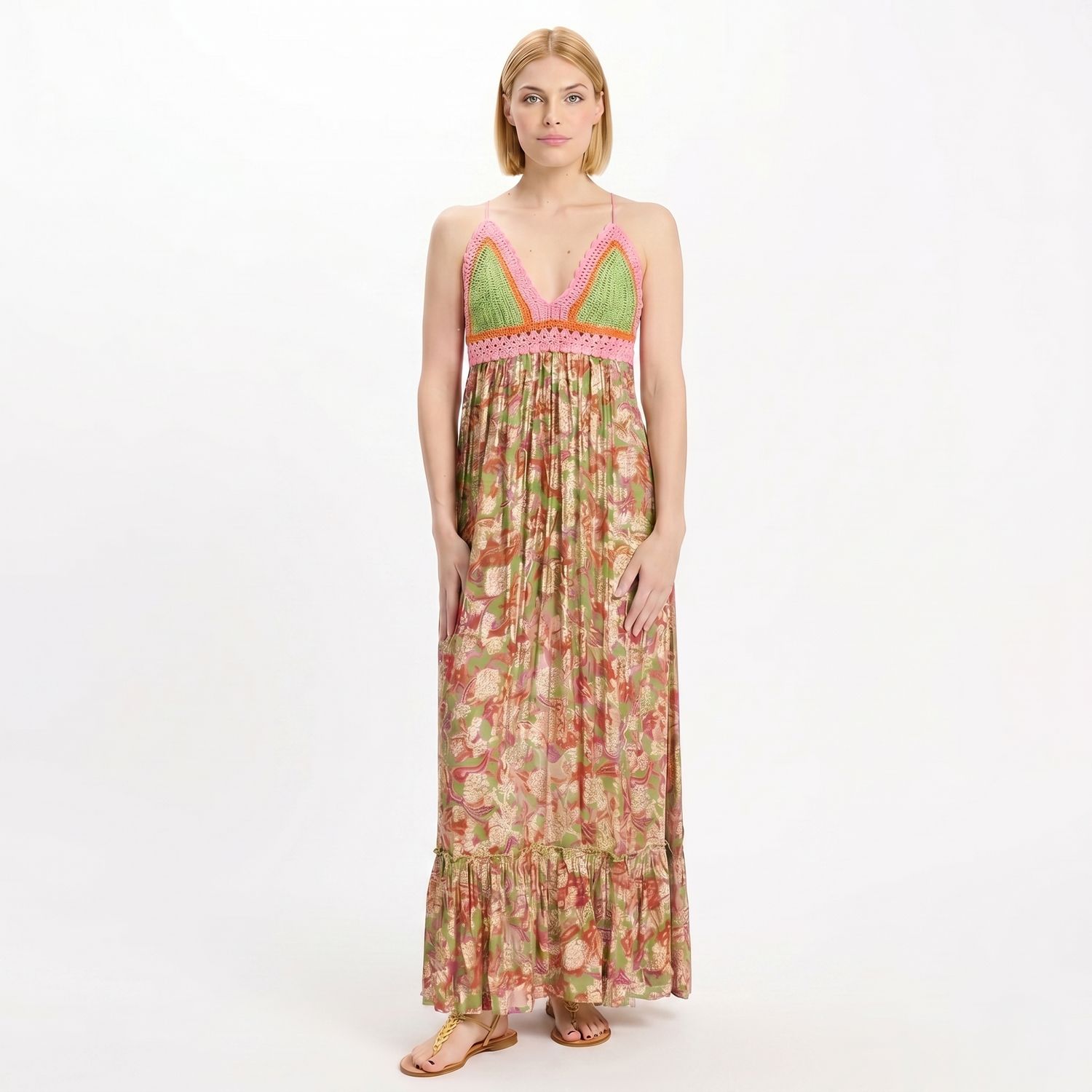 Crochet and Lurex Maxi Dress
