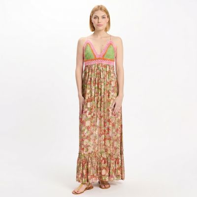 Crochet and Lurex Maxi Dress