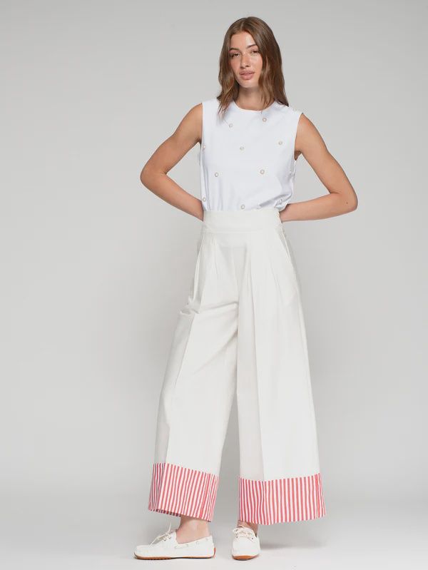 Trousers With Red Striped Cuffs