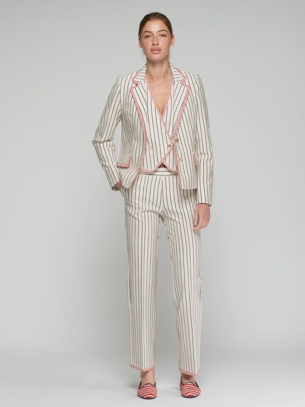 Striped Pants With Red Trim