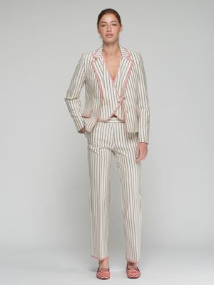 Striped Pants With Red Trim