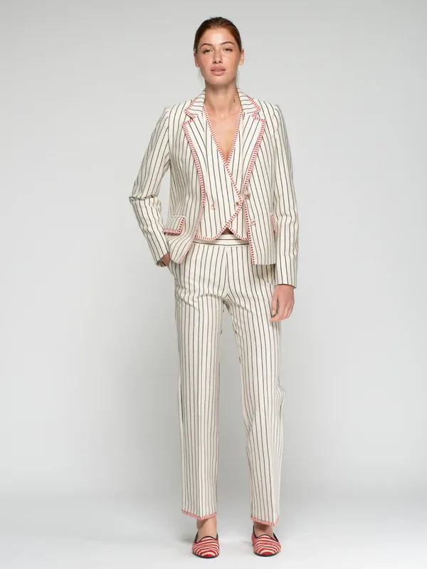Striped Pants With Red Trim