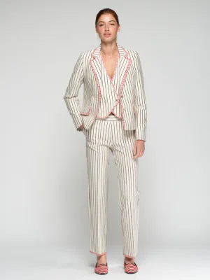 Striped Pants With Red Trim