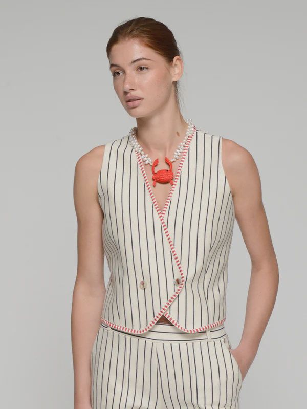 Striped Vest With Red Trim