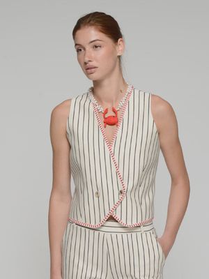 Striped Vest With Red Trim