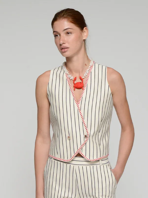 Striped Vest With Red Trim