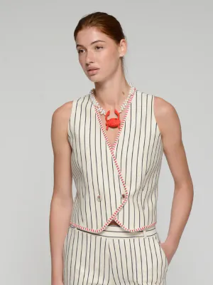 Striped Vest With Red Trim