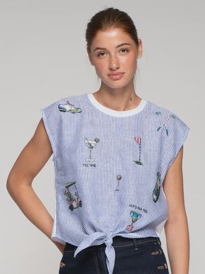 Striped T-Shirt Golf Knot