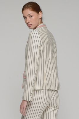 Striped Jacket With Red Trim