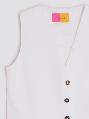 Tailored White V-Neck Vest