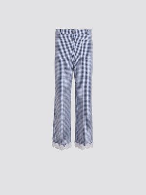 Gingham Pants With Lace Hem