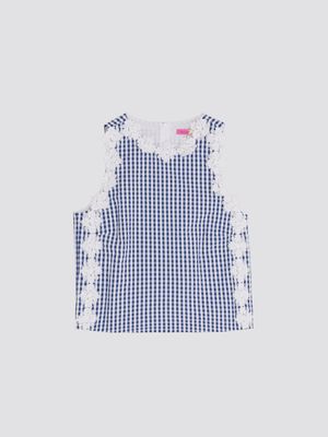 Gingham Floral Embroired Top