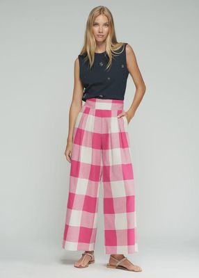 Gingham Pleated Trousers