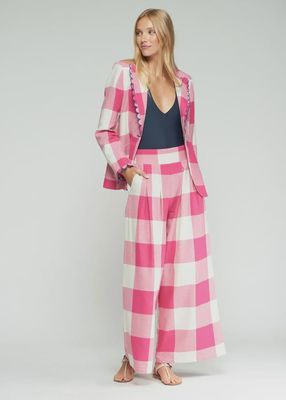 Gingham Pleated Trousers
