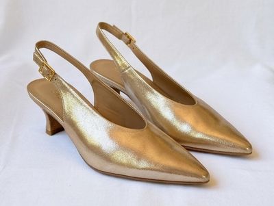 Metallic Kitten Heel Slingbacks