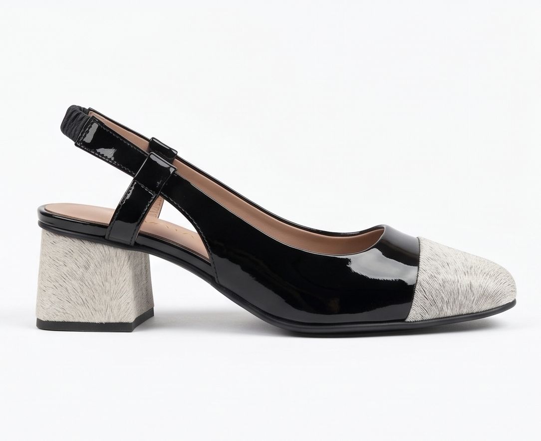 Two-Tone Block Heel Slingback