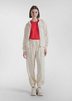 Crinkled-Effect Pleated Joggers With Viscose Detail