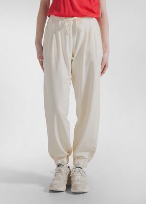 Crinkled-Effect Pleated Joggers With Viscose Detail