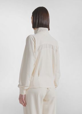 Zip-Up Hoodie With Crinkled Effect Viscose Detail