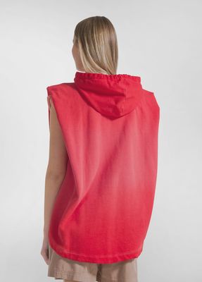 Sleeveless Sweatshirt With Zip And Faded Effect