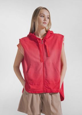 Sleeveless Sweatshirt With Zip And Faded Effect