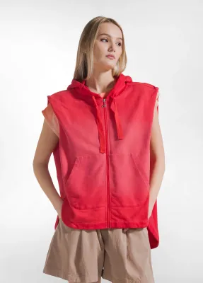 Sleeveless Sweatshirt With Zip And Faded Effect