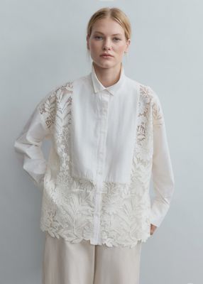 Blouse With Wide Sleeves and Organic Embroidery