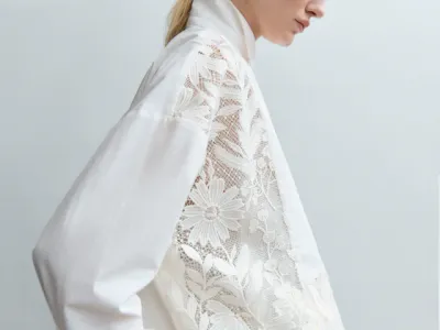 Blouse With Wide Sleeves and Organic Embroidery