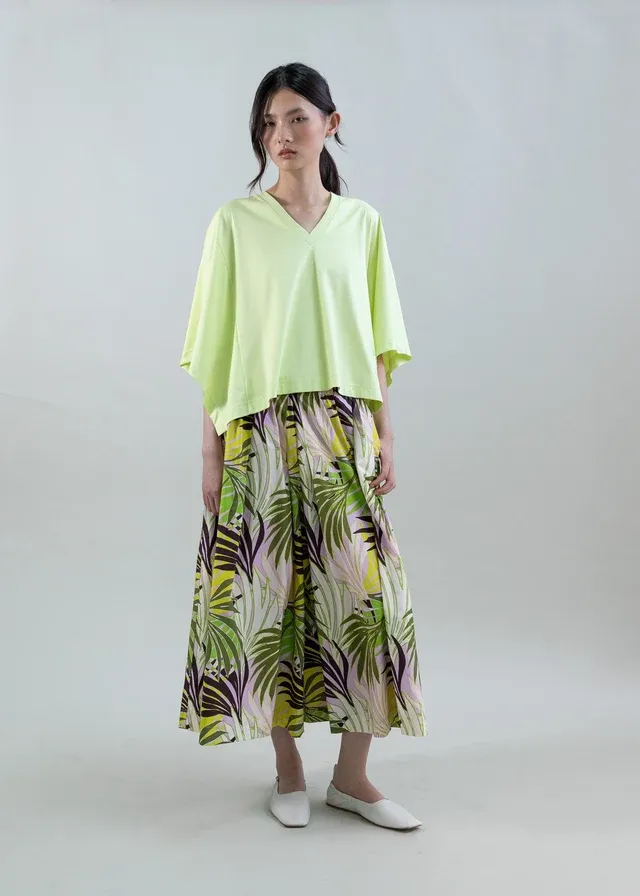 Palazzo Pants With Palm Print