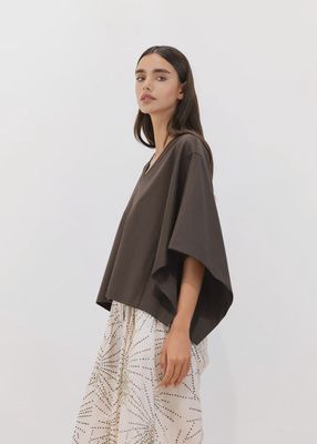 Relaxed Poncho-Cut Mercerized Cotton T-Shirt