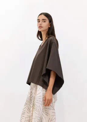 Relaxed Poncho-Cut Mercerized Cotton T-Shirt