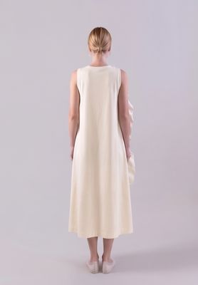 Sculptural Rosette Mercerized Cotton Midi Dress