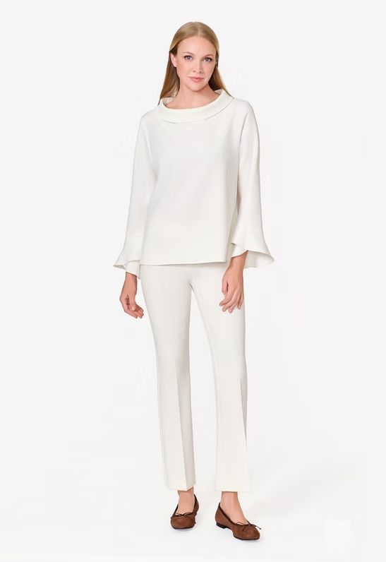 Flared Sleeve Cowl Neck Top 9424